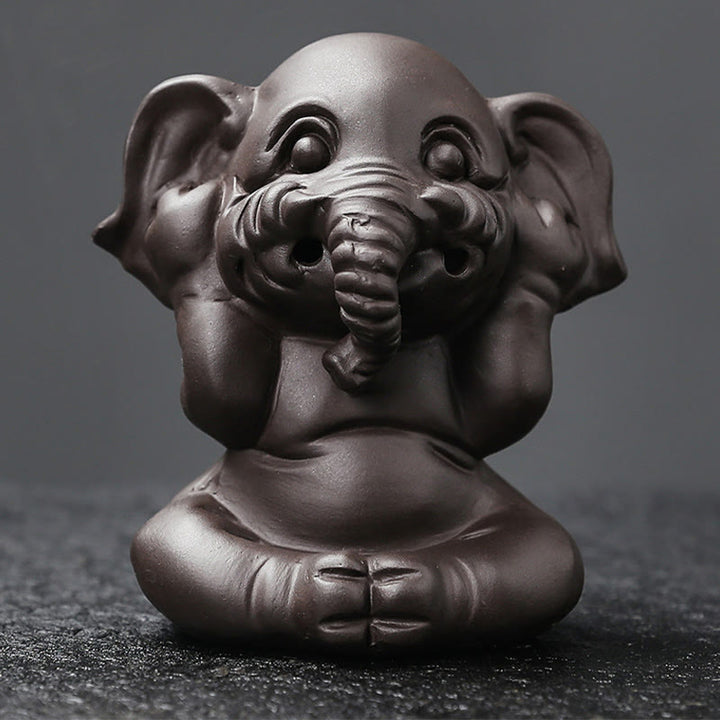 Buddha Stones Uroczy Słoń Fioletowa Glina Cofanie Dymu Fontanna Pokój Uzdrawiający Kadzidło Palnik Dekoracja - image 21
