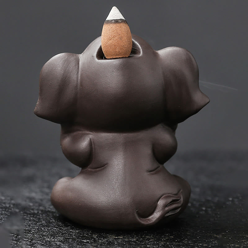 Buddha Stones Uroczy Słoń Fioletowa Glina Cofanie Dymu Fontanna Pokój Uzdrawiający Kadzidło Palnik Dekoracja - image 18