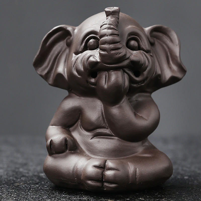 Buddha Stones Uroczy Słoń Fioletowa Glina Cofanie Dymu Fontanna Pokój Uzdrawiający Kadzidło Palnik Dekoracja - image 30
