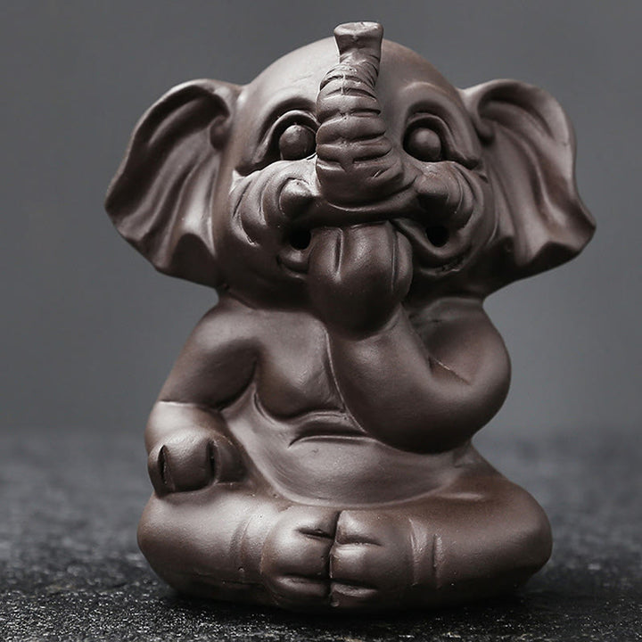 Buddha Stones Uroczy Słoń Fioletowa Glina Cofanie Dymu Fontanna Pokój Uzdrawiający Kadzidło Palnik Dekoracja - image 30