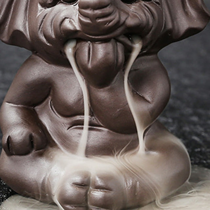 Buddha Stones Uroczy Słoń Fioletowa Glina Cofanie Dymu Fontanna Pokój Uzdrawiający Kadzidło Palnik Dekoracja - image 33