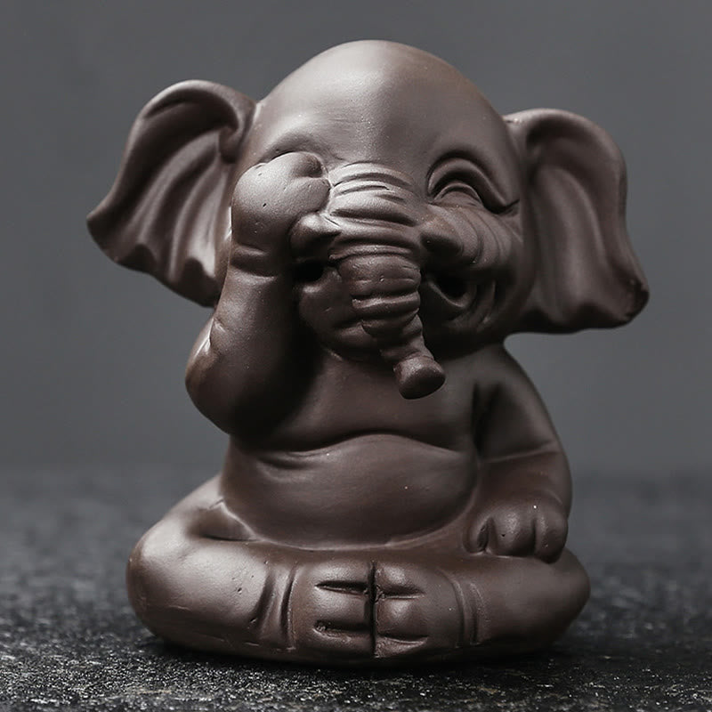 Buddha Stones Uroczy Słoń Fioletowa Glina Cofanie Dymu Fontanna Pokój Uzdrawiający Kadzidło Palnik Dekoracja - image 10