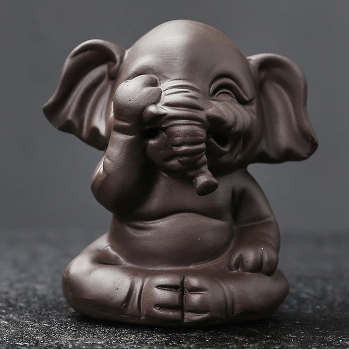 Buddha Stones Uroczy Słoń Fioletowa Glina Cofanie Dymu Fontanna Pokój Uzdrawiający Kadzidło Palnik Dekoracja - image 10