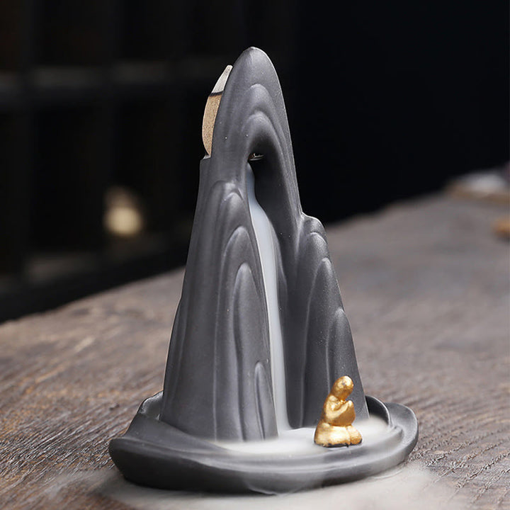 Buddha Stones Małe Góry Mnicha Płynąca Woda Fioletowa Glina Ceramiczna Uzdrawiająca Kadzidło Zwrotne Dekoracja Palnika