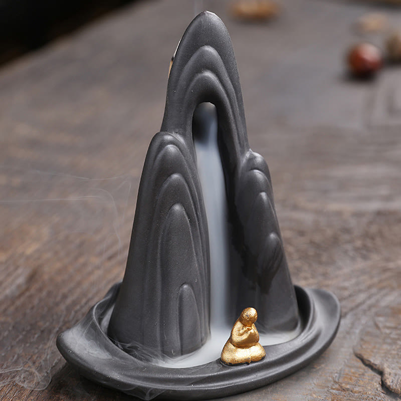 Buddha Stones Małe Góry Mnicha Płynąca Woda Fioletowa Glina Ceramiczna Uzdrawiająca Kadzidło Zwrotne Dekoracja Palnika