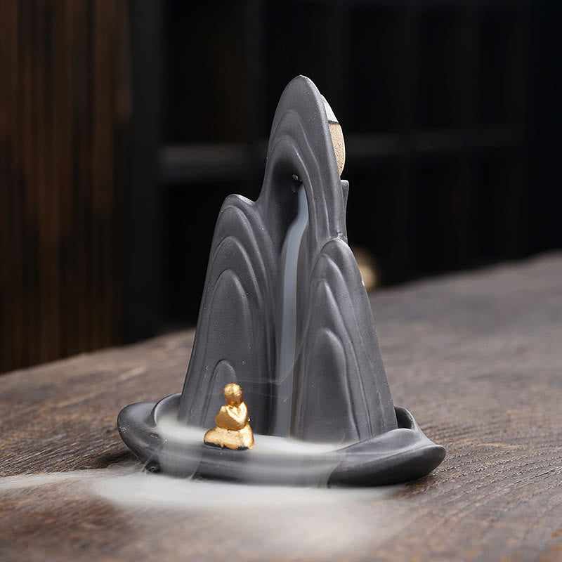 Buddha Stones Małe Góry Mnicha Płynąca Woda Fioletowa Glina Ceramiczna Uzdrawiająca Kadzidło Zwrotne Dekoracja Palnika - image 1