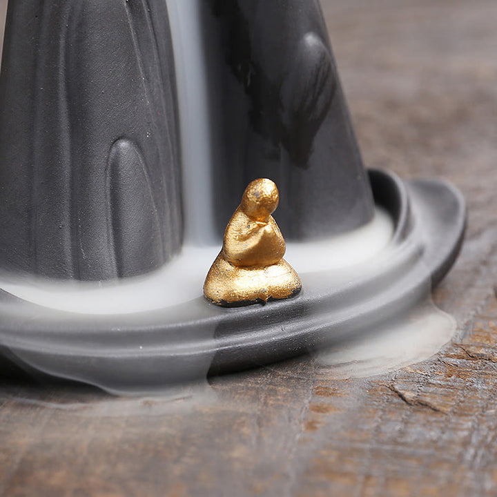 Buddha Stones Małe Góry Mnicha Płynąca Woda Fioletowa Glina Ceramiczna Uzdrawiająca Kadzidło Zwrotne Dekoracja Palnika