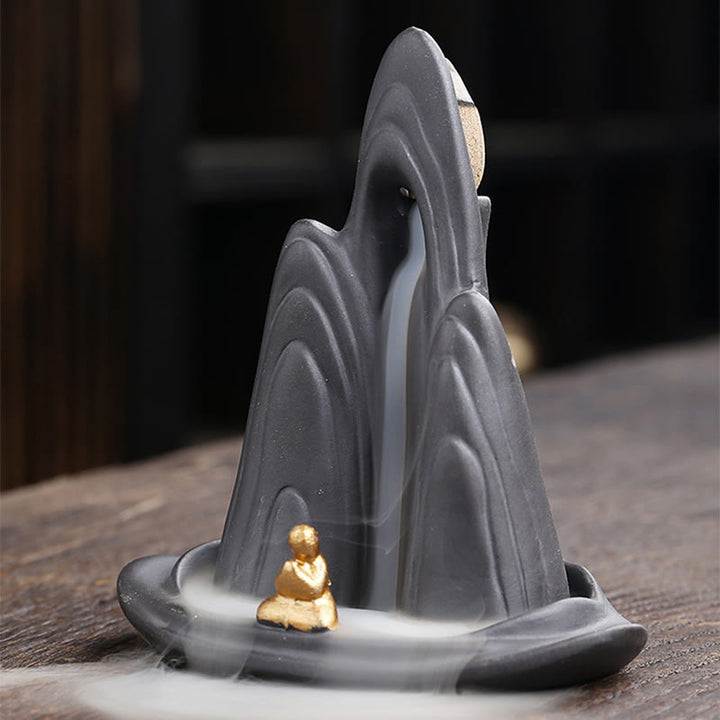 Buddha Stones Małe Góry Mnicha Płynąca Woda Fioletowa Glina Ceramiczna Uzdrawiająca Kadzidło Zwrotne Dekoracja Palnika