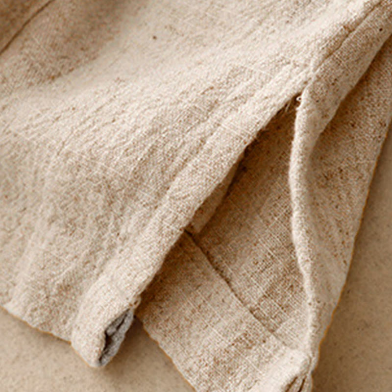 Koszula damska z krótkim rękawem i kieszeniami, z bawełny i lnu, z rozcięciem z boku i guzikami w kolorze Buddha Stones - image 7