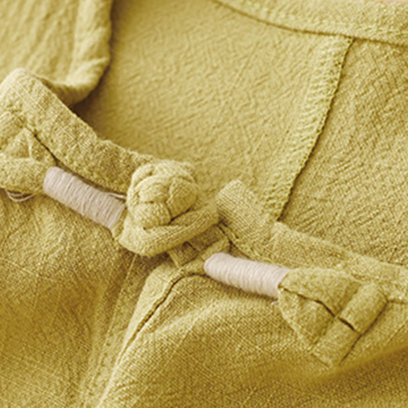 Koszula damska z krótkim rękawem i kieszeniami, z bawełny i lnu, z rozcięciem z boku i guzikami w kolorze Buddha Stones - image 11