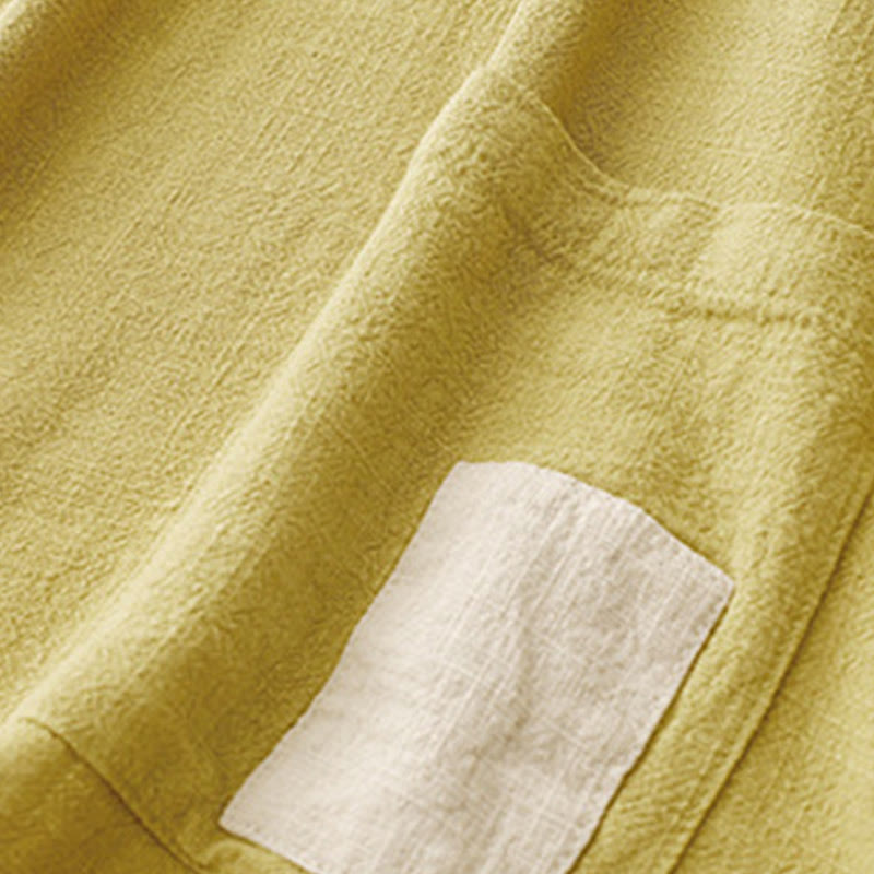 Koszula damska z krótkim rękawem i kieszeniami, z bawełny i lnu, z rozcięciem z boku i guzikami w kolorze Buddha Stones - image 12