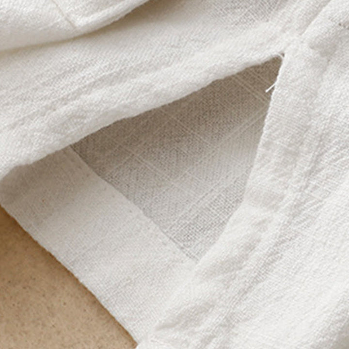 Koszula damska z krótkim rękawem i kieszeniami, z bawełny i lnu, z rozcięciem z boku i guzikami w kolorze Buddha Stones - image 19