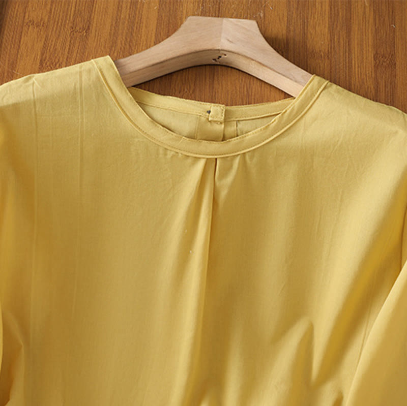 Koszula damska z okrągłym dekoltem i prostym koronkowym obszyciem w kształcie Buddha Stones , zapinana na guziki, z bawełny i lnu, z rękawami trzy czwarte - image 7