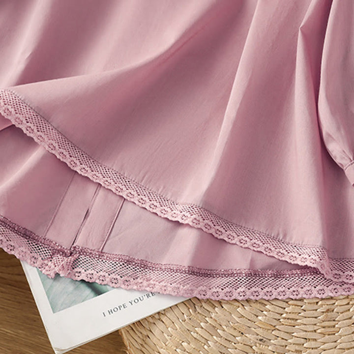 Koszula damska z okrągłym dekoltem i prostym koronkowym obszyciem w kształcie Buddha Stones , zapinana na guziki, z bawełny i lnu, z rękawami trzy czwarte - image 25