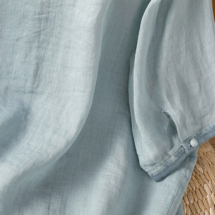 Koszula damska z krótkim rękawem i dekoltem w serek, haftowana żaba z poliestru z Buddha Stones - image 7