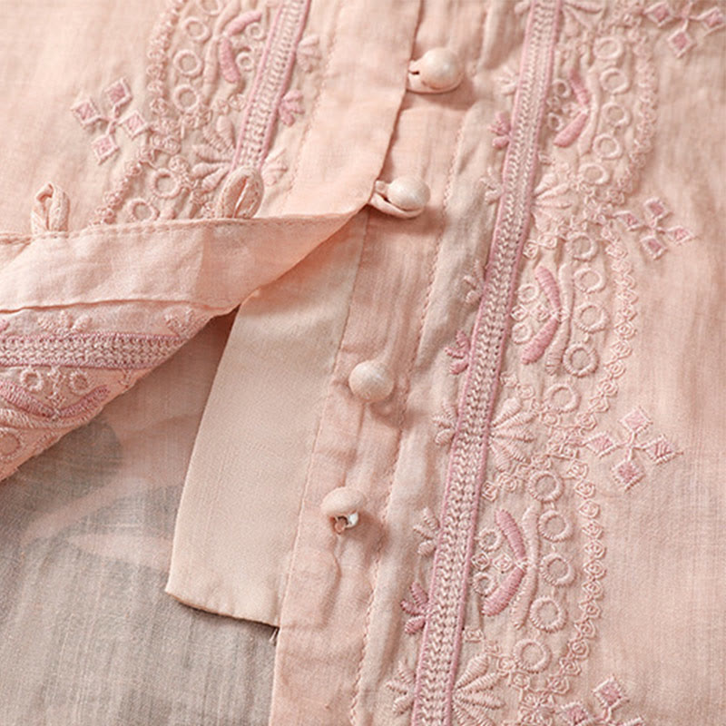 Koszula damska z krótkim rękawem i dekoltem w serek, haftowana żaba z poliestru z Buddha Stones - image 28