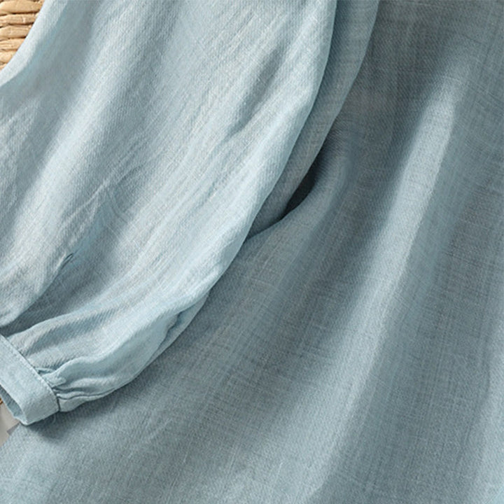 Koszula damska z Buddha Stones rękawem i dekoltem w serek, haftowana, jednorzędowa, z poliestru i guzikami - image 9