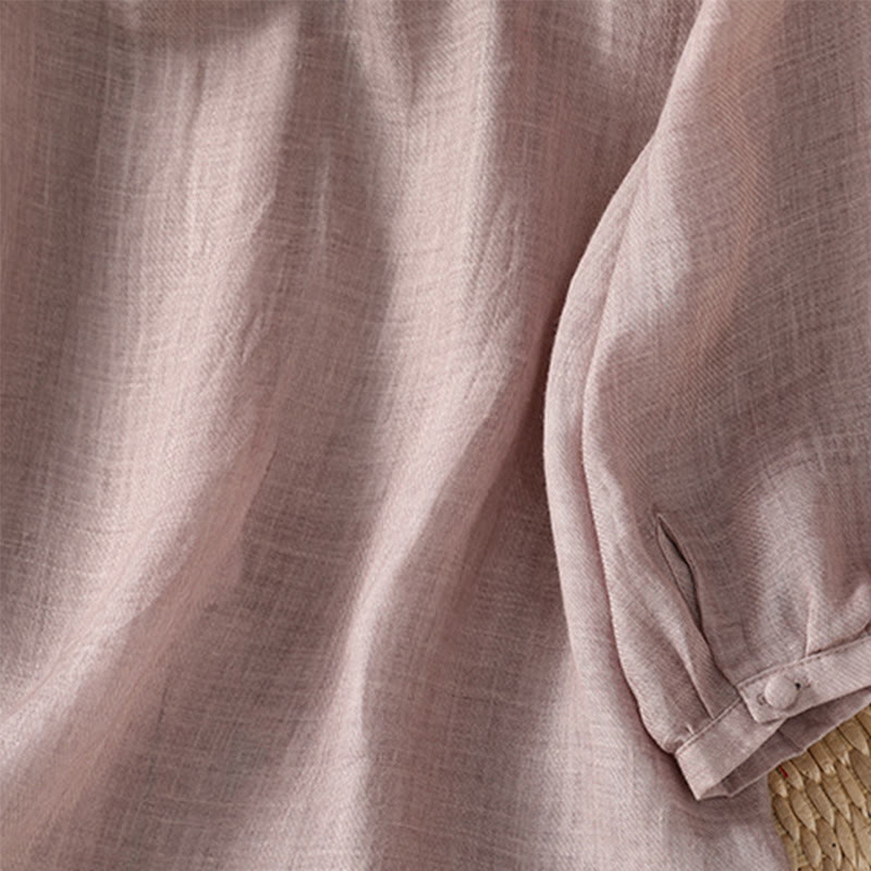 Koszula damska z Buddha Stones rękawem i dekoltem w serek, haftowana, jednorzędowa, z poliestru i guzikami - image 16