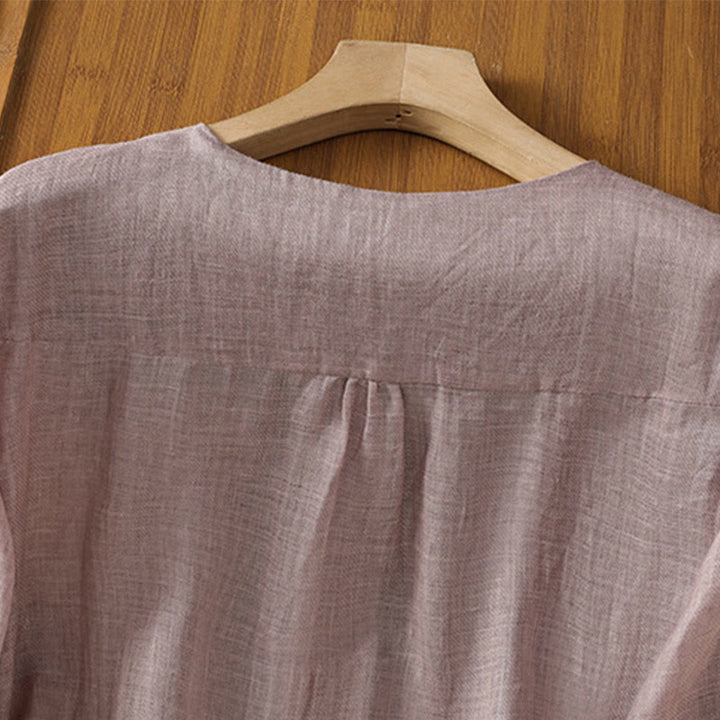 Koszula damska z Buddha Stones rękawem i dekoltem w serek, haftowana, jednorzędowa, z poliestru i guzikami - image 15