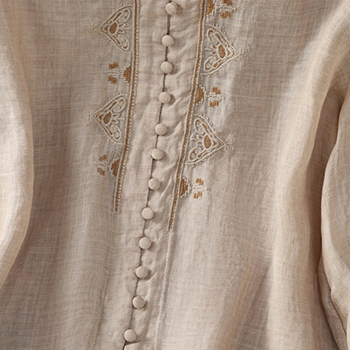 Koszula damska z Buddha Stones rękawem i dekoltem w serek, haftowana, jednorzędowa, z poliestru i guzikami - image 26