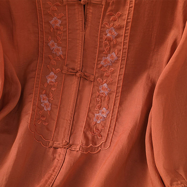 Koszula damska z kołnierzykiem stójkowym, bawełniana, poliestrowa, z krótkim rękawem i haftem w kształcie Buddha Stones - image 17