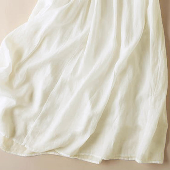 Buddha Stones Geometria Dziewięć ćwierć Rękaw Bawełna Damska Sukienka Midi Z Kieszeniami