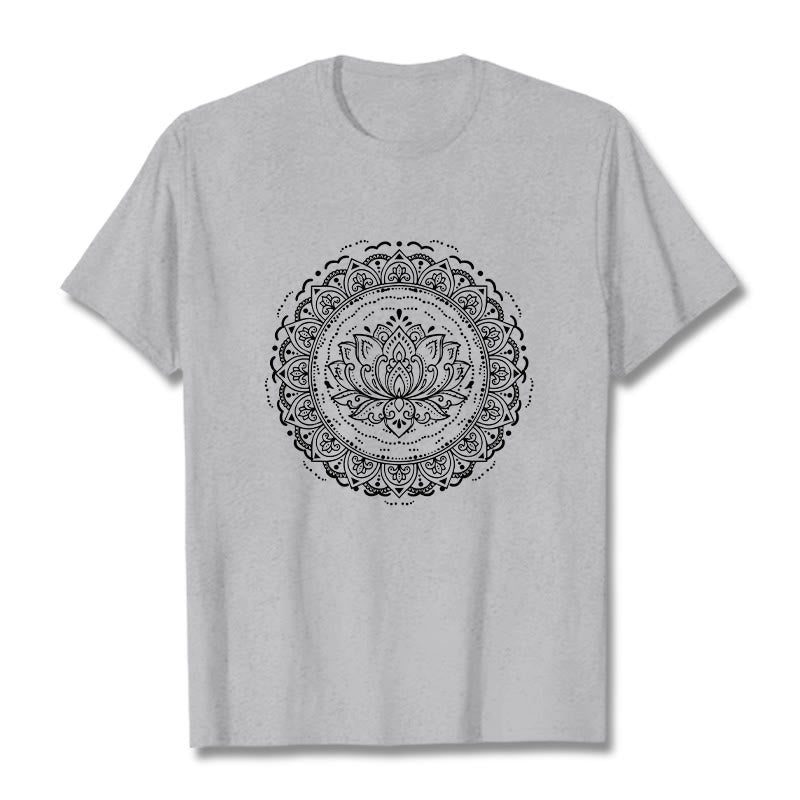 Koszulka z nadrukiem Buddha Stones Mandala Kwiat Lotosu - Jasnoszary - 2XL - image 19