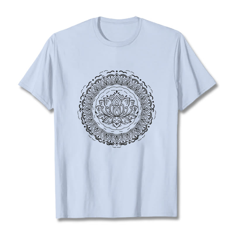 Koszulka z nadrukiem Buddha Stones Mandala Kwiat Lotosu - Jasnoniebieski - 2XL - image 18