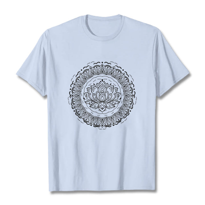 Koszulka z nadrukiem Buddha Stones Mandala Kwiat Lotosu - Jasnoniebieski - 2XL - image 18