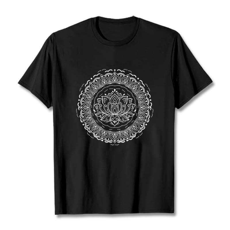 Koszulka z nadrukiem Buddha Stones Mandala Kwiat Lotosu - Czarny - 2XL - image 4