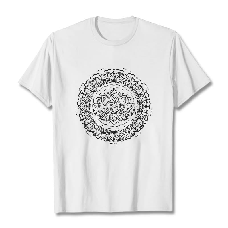 Koszulka z nadrukiem Buddha Stones Mandala Kwiat Lotosu - Biały - 2XL - image 0