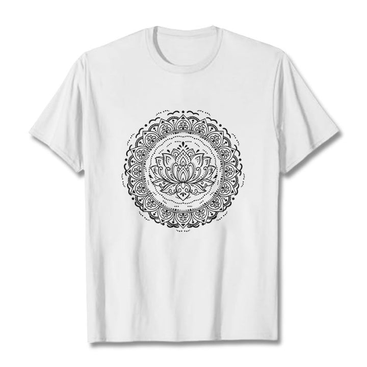 Koszulka z nadrukiem Buddha Stones Mandala Kwiat Lotosu - Biały - 2XL - image 0