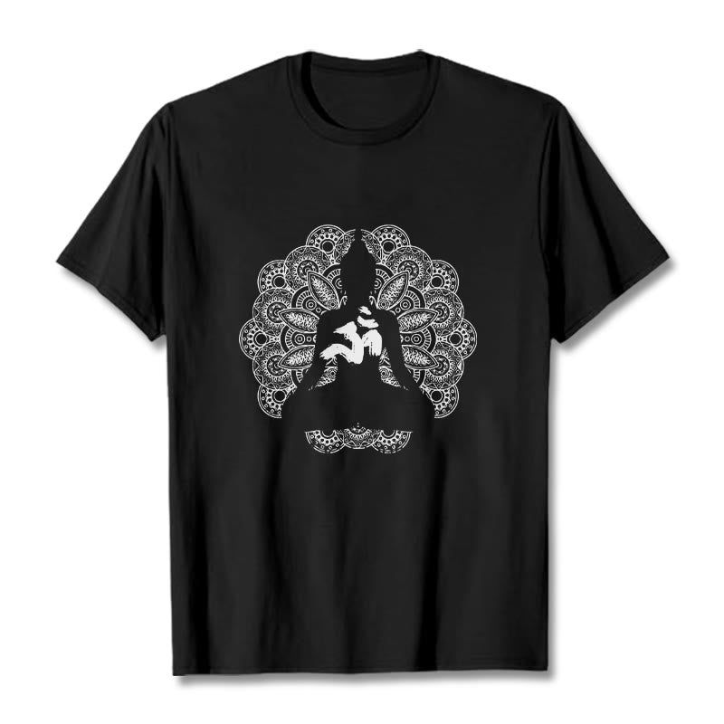 Koszulka z nadrukiem Buddha Stones Pure Color Mandala Om Symbol Pattern - Czarny - 2XL - image 0