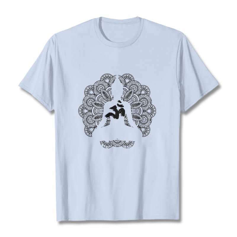 Koszulka z nadrukiem Buddha Stones Pure Color Mandala Om Symbol Pattern - Jasnoniebieski - 2XL - image 18