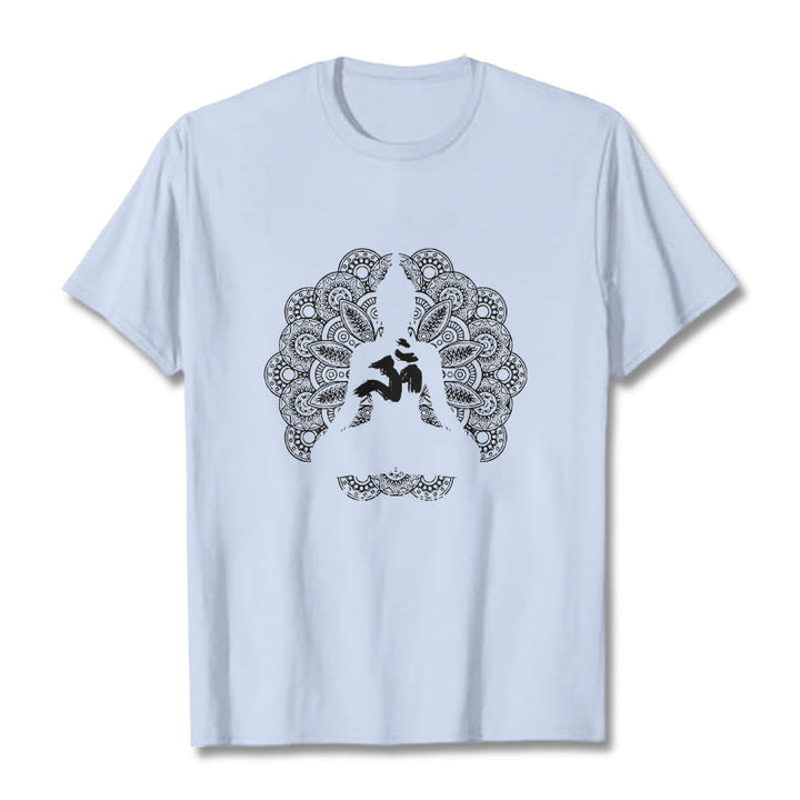 Koszulka z nadrukiem Buddha Stones Pure Color Mandala Om Symbol Pattern - Jasnoniebieski - 2XL - image 18