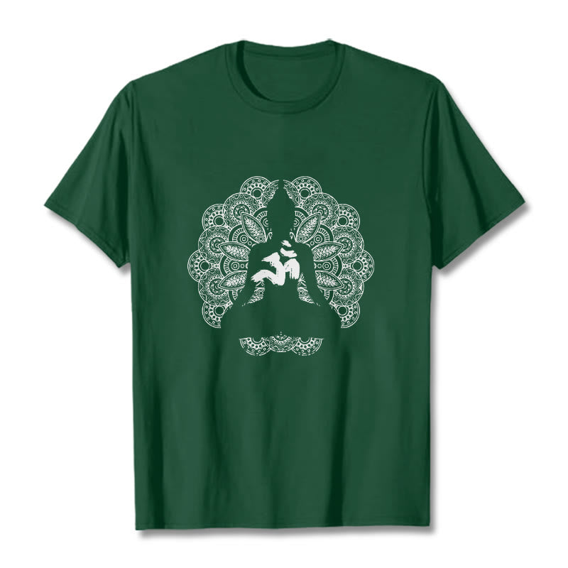 Koszulka z nadrukiem Buddha Stones Pure Color Mandala Om Symbol Pattern - ForestGreen - 2XL - image 10