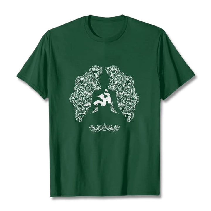 Koszulka z nadrukiem Buddha Stones Pure Color Mandala Om Symbol Pattern - ForestGreen - 2XL - image 10