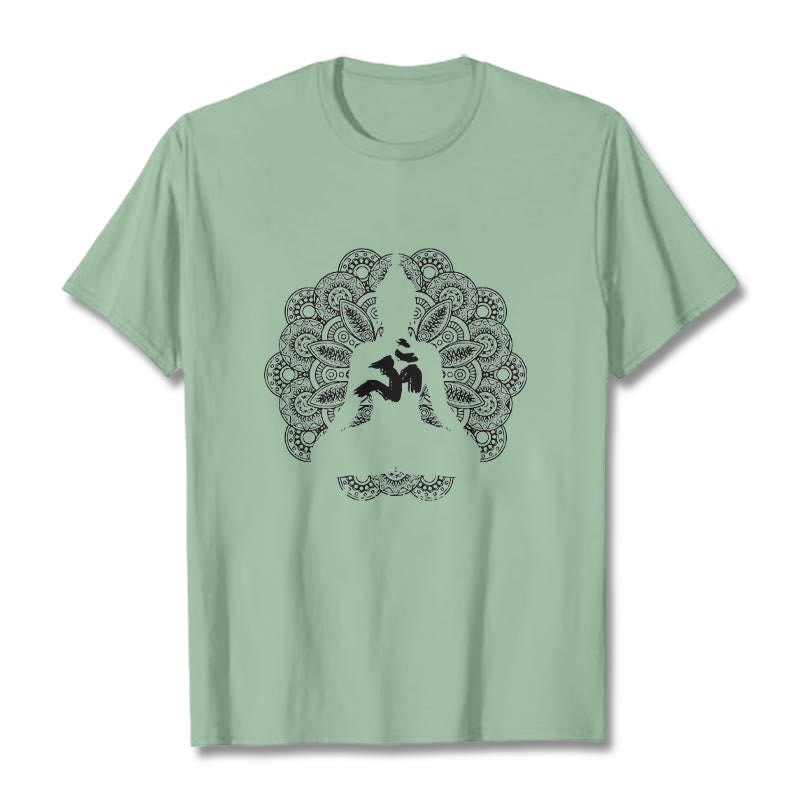 Koszulka z nadrukiem Buddha Stones Pure Color Mandala Om Symbol Pattern - PaleGreen - 2XL - image 14