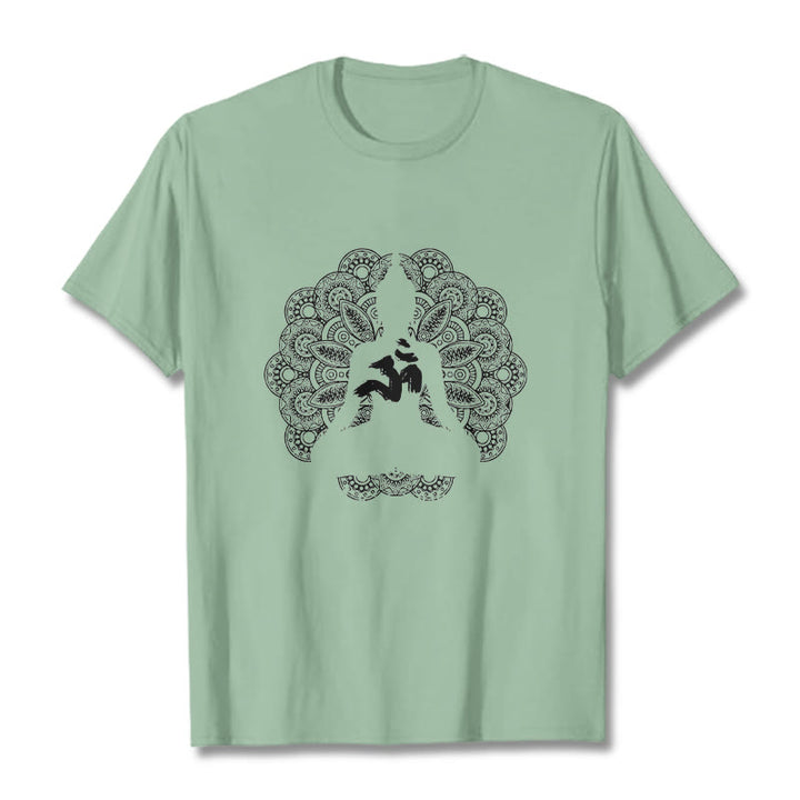 Koszulka z nadrukiem Buddha Stones Pure Color Mandala Om Symbol Pattern - PaleGreen - 2XL - image 14