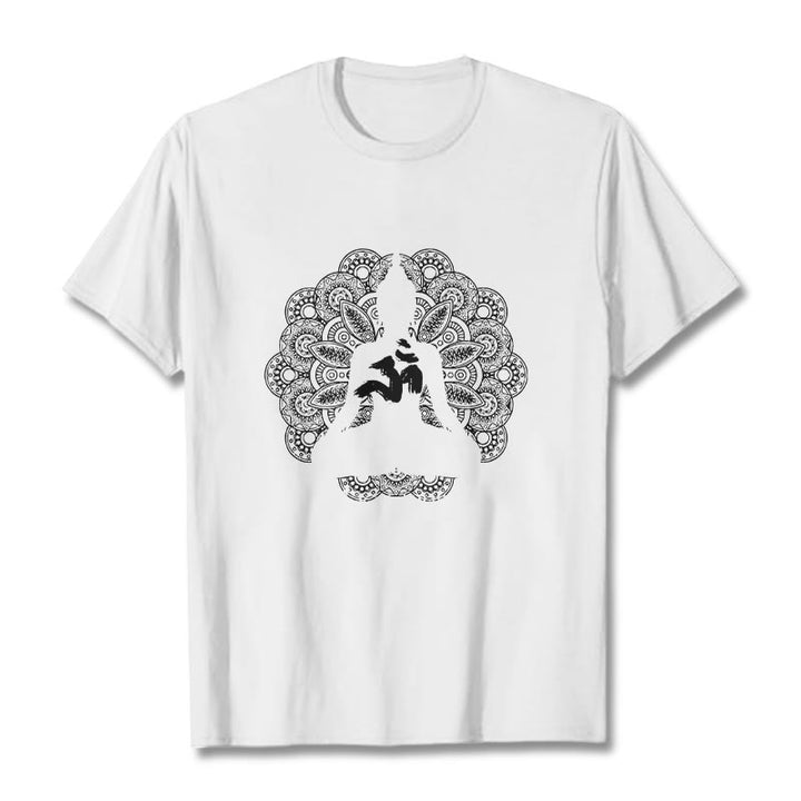 Koszulka z nadrukiem Buddha Stones Pure Color Mandala Om Symbol Pattern - Biały - 2XL - image 5
