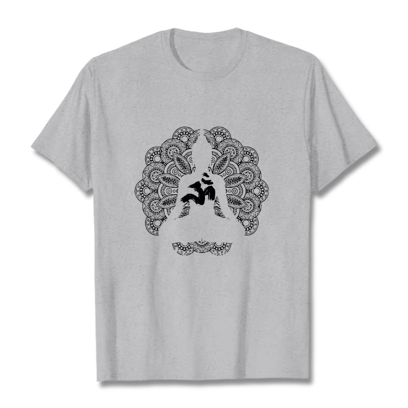 Koszulka z nadrukiem Buddha Stones Pure Color Mandala Om Symbol Pattern - Jasnoszary - 2XL - image 19