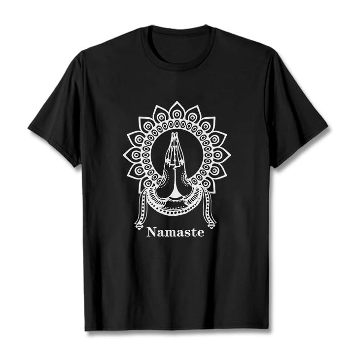 T-shirt z motywem mandali i Buddha Stones - Czarny - 2XL - image 0