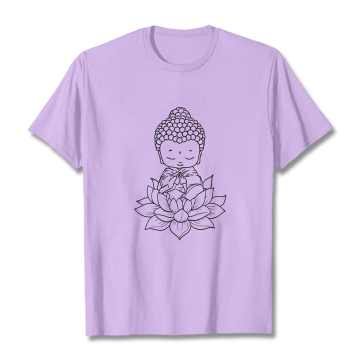 Koszulka z nadrukiem Buddha Stones Spokojny Budda Kwiat Lotosu - Śliwka - 2XL - image 16