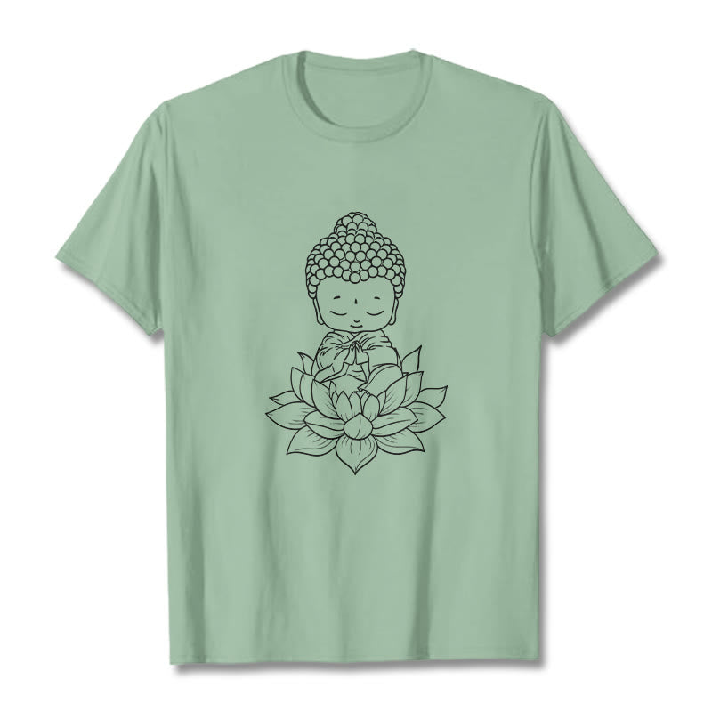 Koszulka z nadrukiem Buddha Stones Spokojny Budda Kwiat Lotosu - PaleGreen - 2XL - image 15