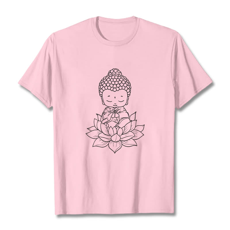 Koszulka z nadrukiem Buddha Stones Spokojny Budda Kwiat Lotosu - Jasnoróżowy - 2XL - image 12