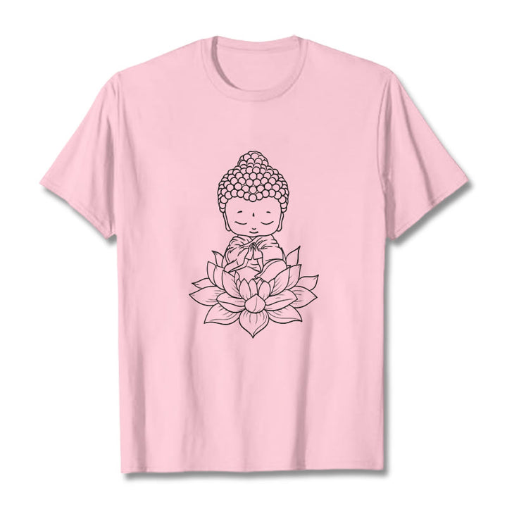 Koszulka z nadrukiem Buddha Stones Spokojny Budda Kwiat Lotosu - Jasnoróżowy - 2XL - image 12