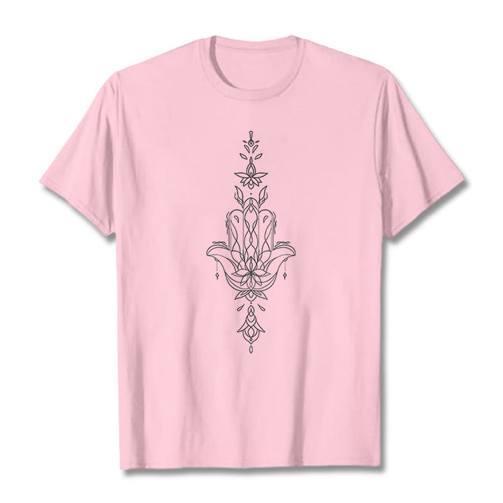 Koszulka z nadrukiem Buddha Stones Hamsa Ręka Kwiat Lotosu - Jasnoróżowy - 2XL - image 13