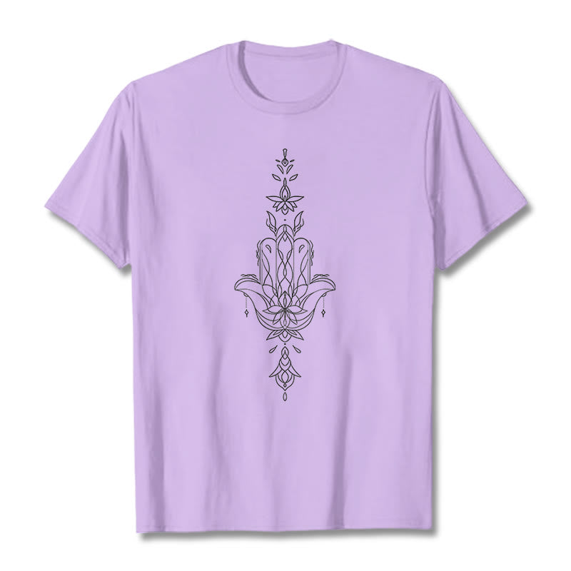 Koszulka z nadrukiem Buddha Stones Hamsa Ręka Kwiat Lotosu - Śliwka - 2XL - image 17