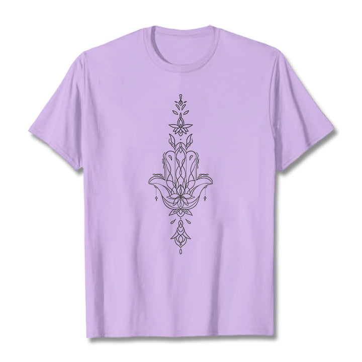 Koszulka z nadrukiem Buddha Stones Hamsa Ręka Kwiat Lotosu - Śliwka - 2XL - image 17