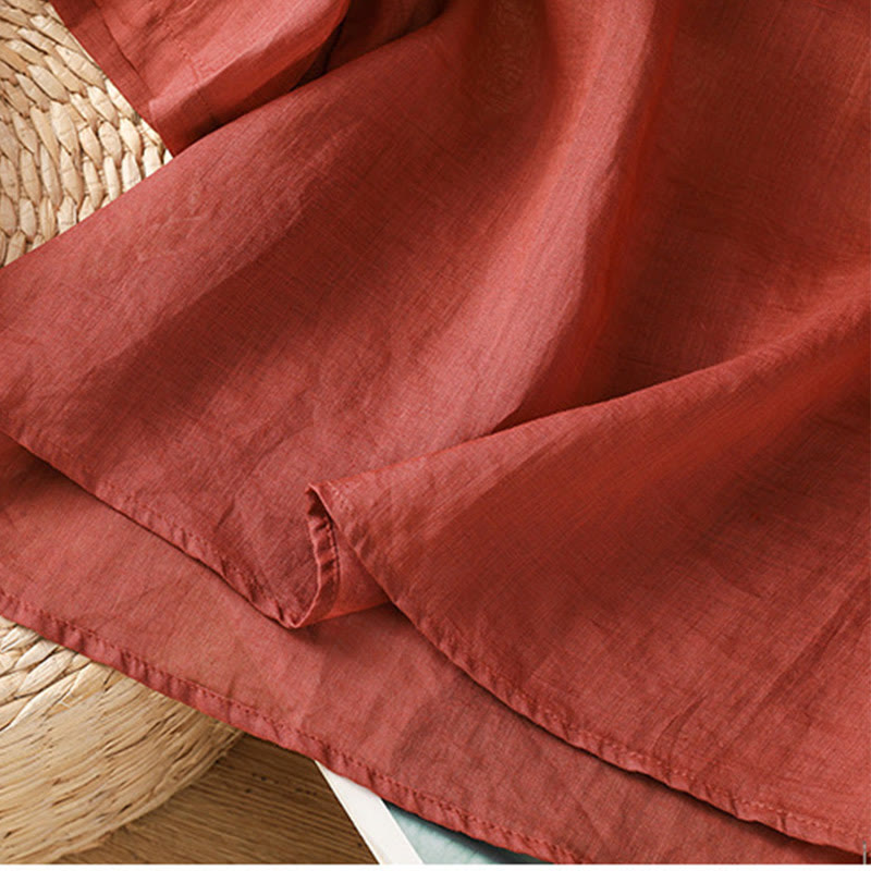 Buddha Stones Koszula damska z krótkim rękawem i okrągłym dekoltem, haftowana w kwiaty, bawełniana, poliestrowa - image 6